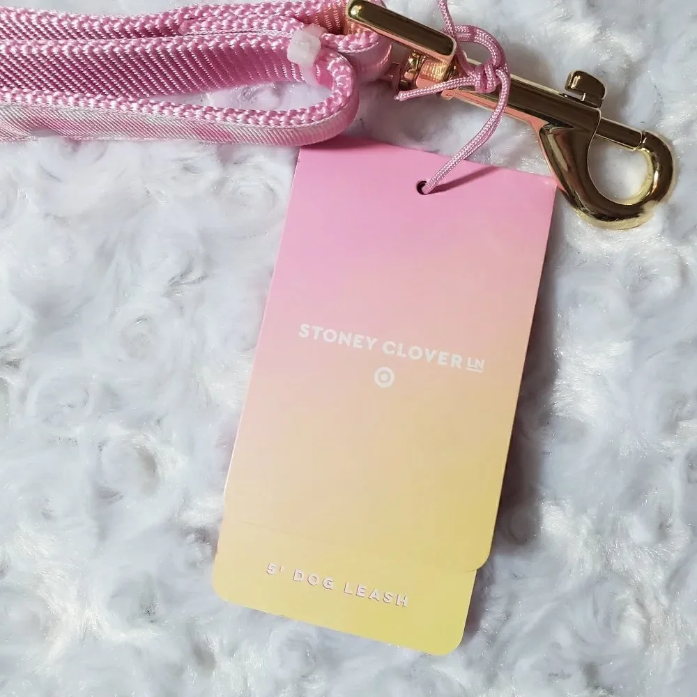 Stoney Clover Lane x Target light pink and white plaid 5' dog leash